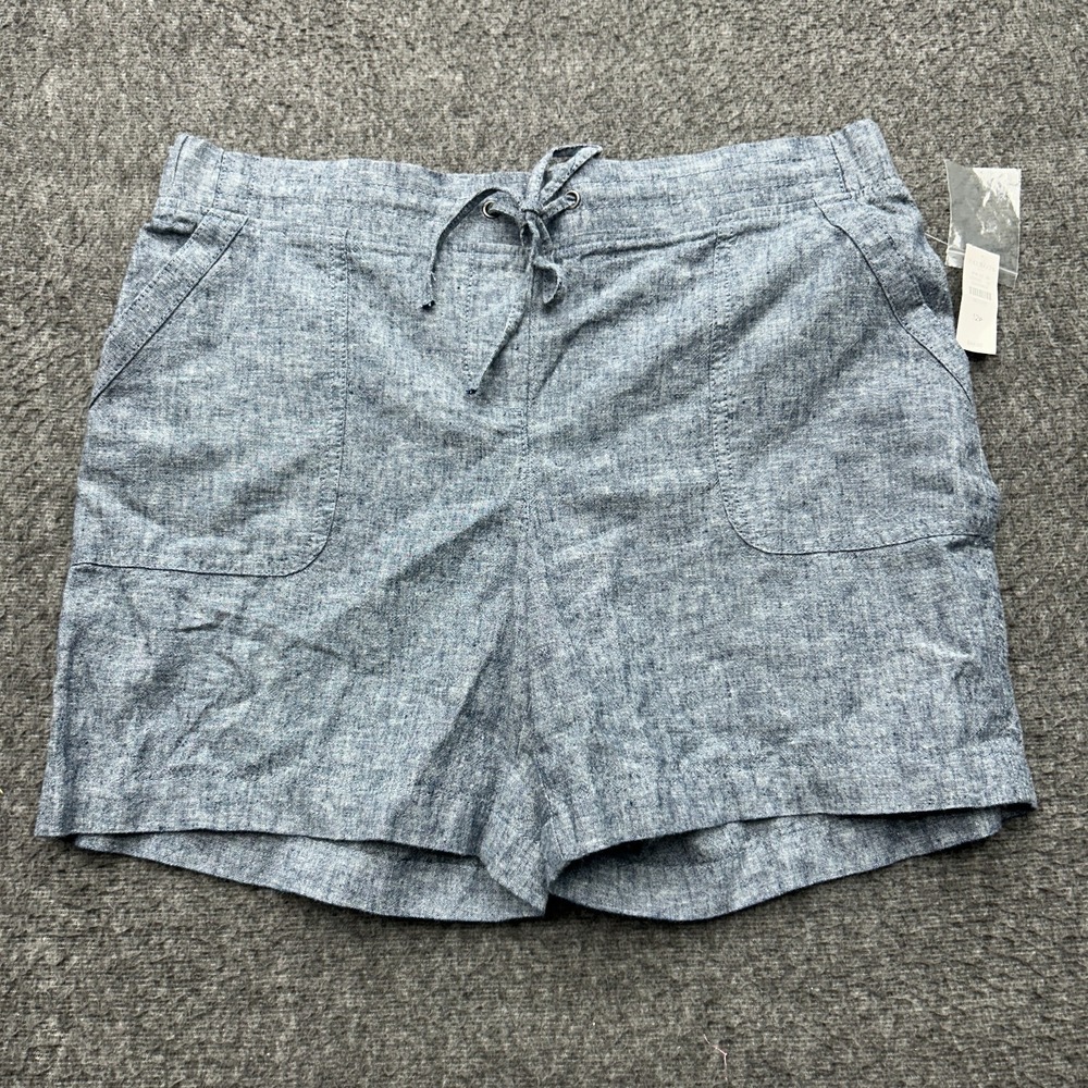 Talbots Simply Flattering Shorts Size 12P Petite 6" Linen Cotton Chambray Preppy